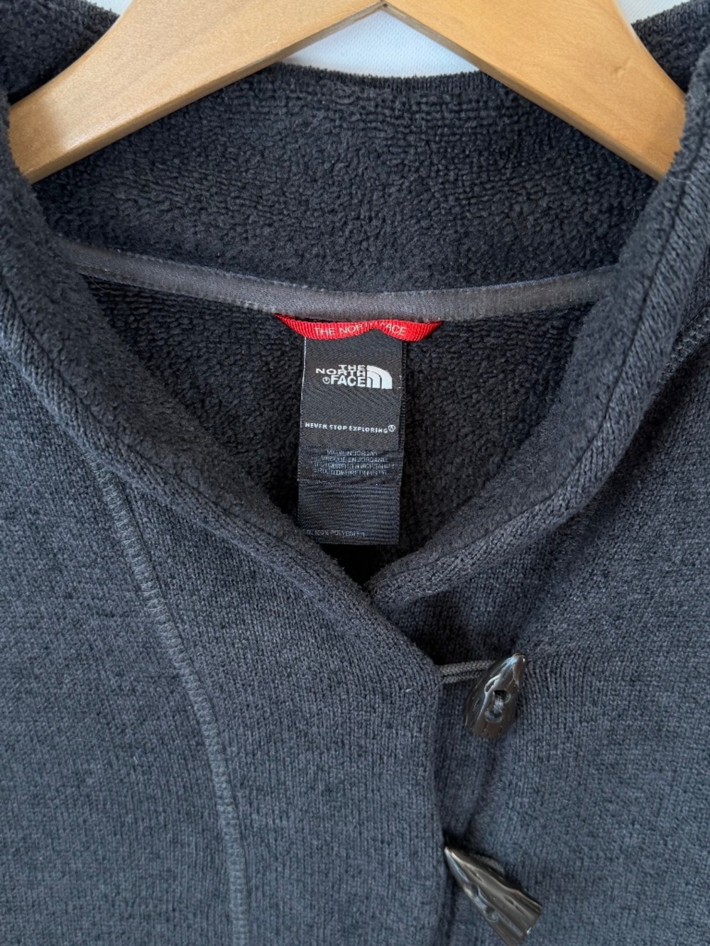 The North Face Wmn's LG Dark Grey Crescent Ridge Shawl Collar Fleece Pullover - Picture 3 of 7